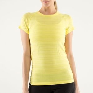 Lululemon Run: Swiftly Tech Short Sleeve Yellow Gym Workout Yoga T-shirt Size 6